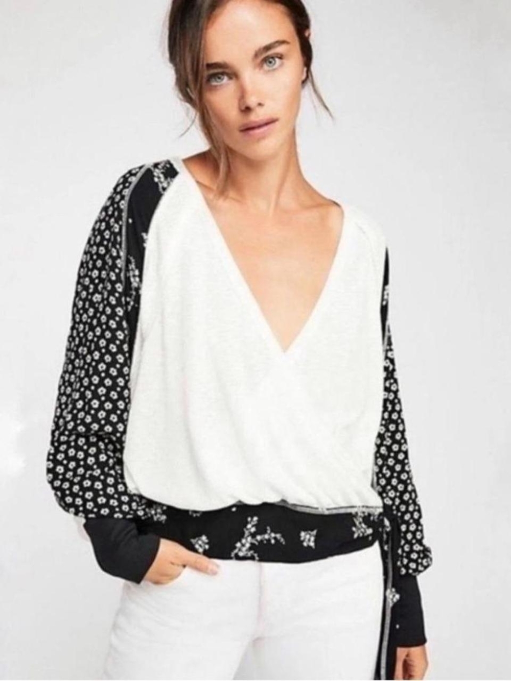 Free People Auxton Thermal Wrap V-Neck Top